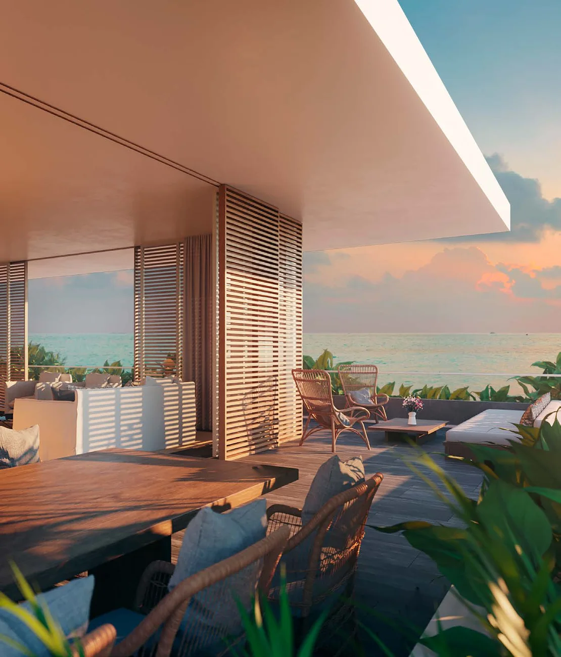 Private terrace at SHA Residences Mexico